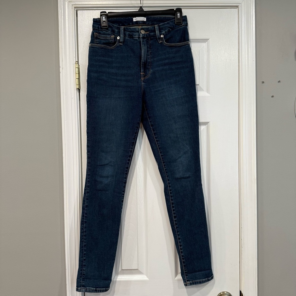 Good American Good Legs Stretch Skinny Jeans High Rise Blue Denim Womens Size 28